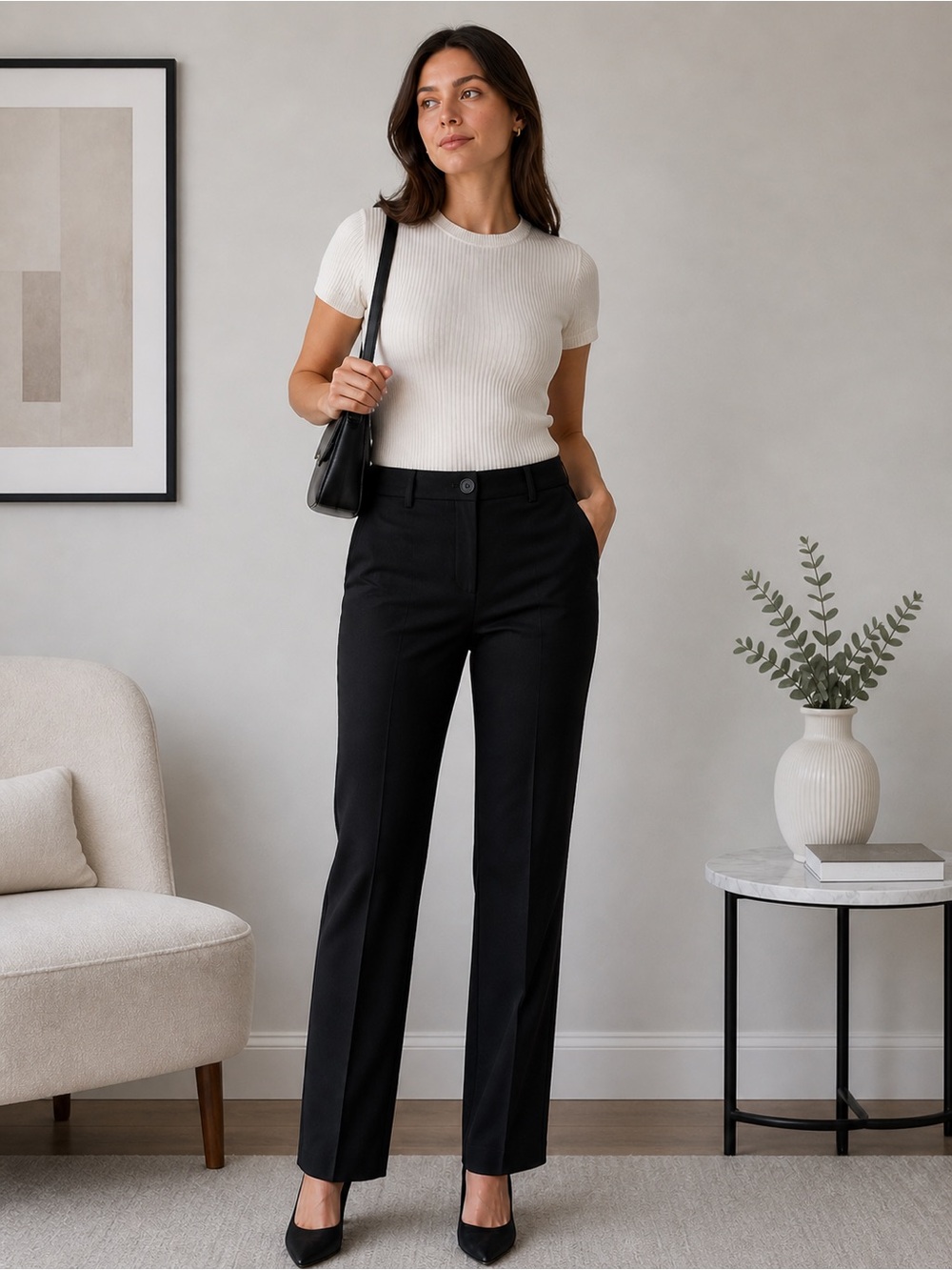 NWT RACHEL ZOE Tailored Black Trousers – Classic Straight Leg